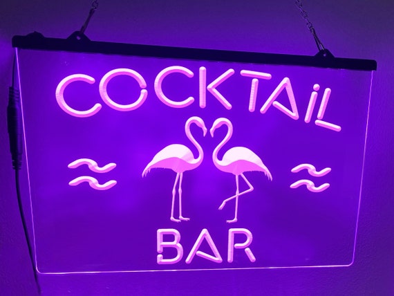 Flamingo Cocktail Bar Beleuchtet LED Neon Schild Homebar Bar Schilder Dekor  Cocktails Licht -  Österreich