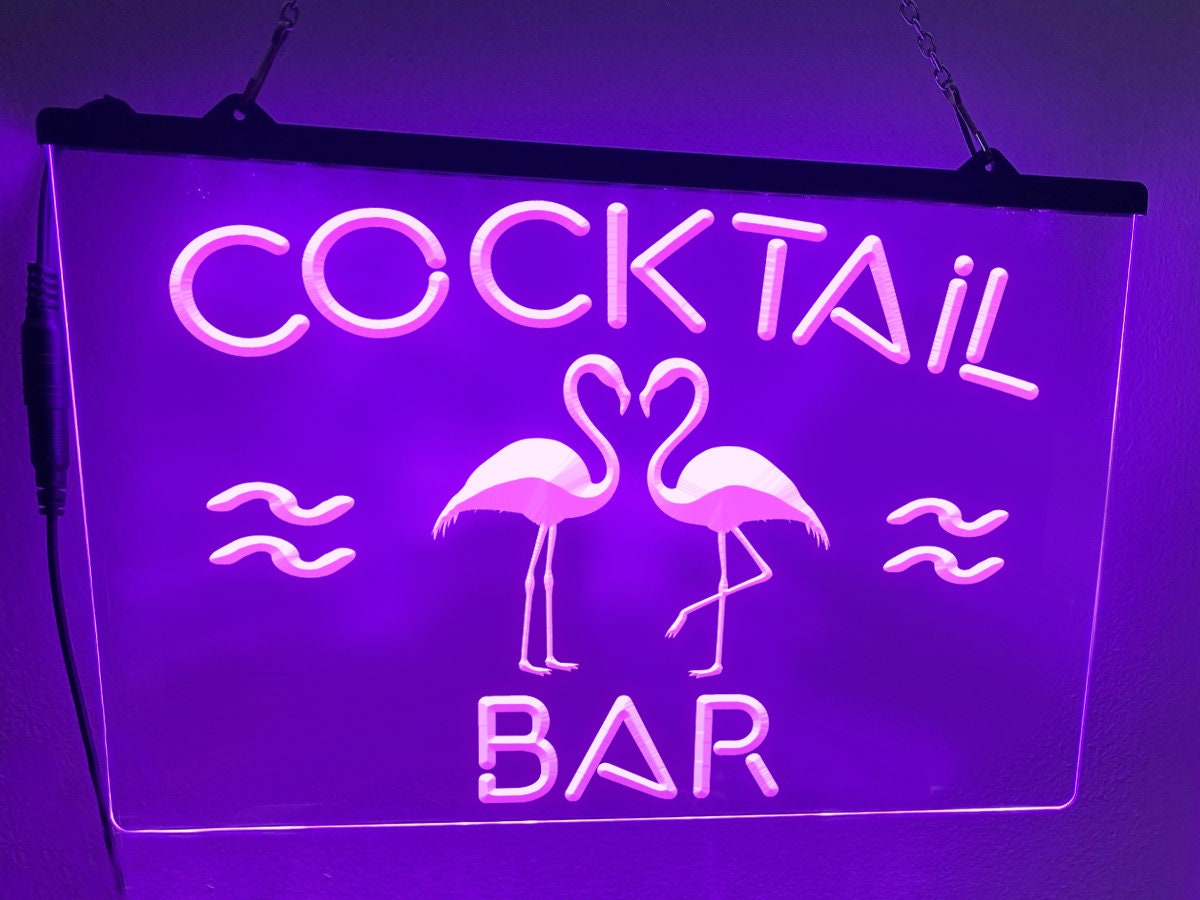 Flamingo Cocktail Bar Beleuchtet LED Neon Schild Homebar Bar
