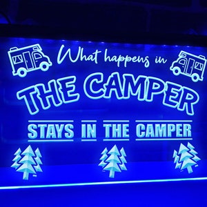 What Happens in the Camper Funny Illuminated LED Neon Sign Lights Camper Campervan Décor Vanlife