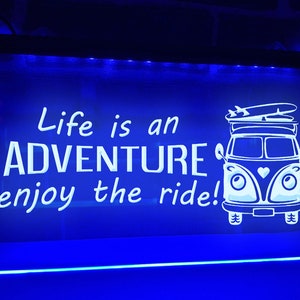 Life is an Adventure Illuminated LED Sign Neon Lights Camper Campervan Décor Vanlife