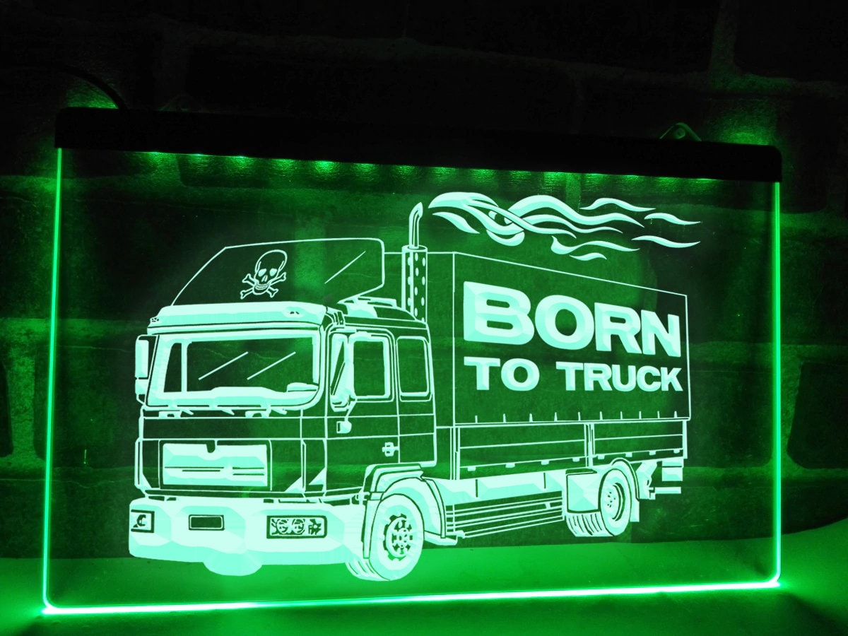 Né au camion LED Néon Illuminé Panneau Camionneur Camionneur Camionneur  Décor Cabine Lumières CamionNeur Cadeau -  France