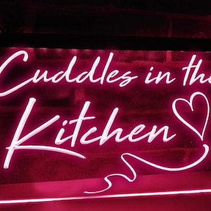 Kuscheln in der Küche LED Neon Leuchtschild Home Bar Light Lustiges Dekor Küchenleuchten Bier Wein Schilder Zitat Lampe