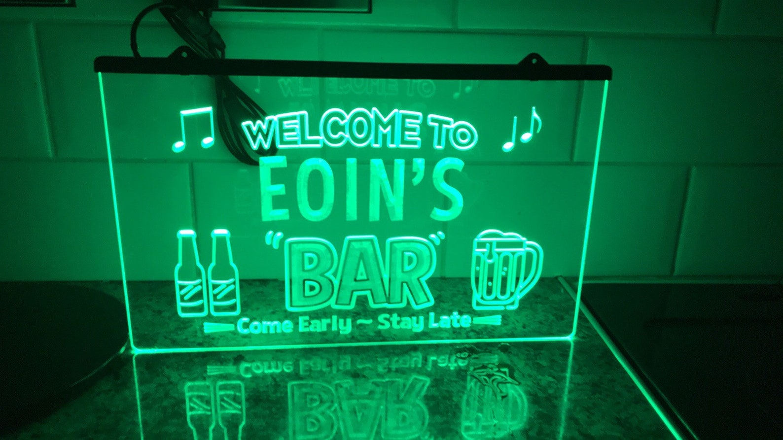thumbnail image 2 of Custom Personalized LED Beer Sign For Home Bar Or Grill - Lighted Non-Neon 2 of 5