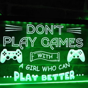 Non giocare con una ragazza che può giocare meglio a LED Neon Firma sala giochi Luce Illuminata Camera da letto Arredamento Gioco Luci lampada da gioco