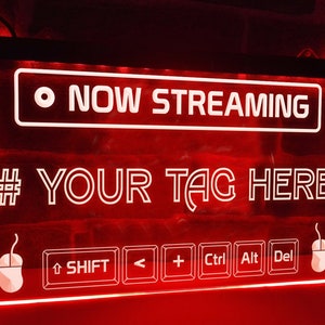 Now Streaming Personalized Illuminated LED Neon Sign Streamer Lights Youtuber Vlogger Signs Now Live, Personalised Gamer Tag Name Sign Lamp