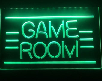 Game Room Light Retro Sign LED Lights Neon Signs Illuminated Gaming Decor Wall Plate