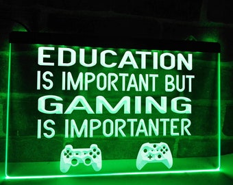 Gaming is Importanter Illuminated Game Room Sign LED Light Neon Signs Gaming Wall Decor Bedroom