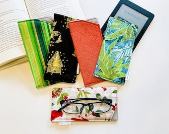 Ready to Ship. Glasses Sunglasses Reader Case. Padded Soft Travel Sleeve.  Cotton. Gift. Birds Bees Leaves Ladies