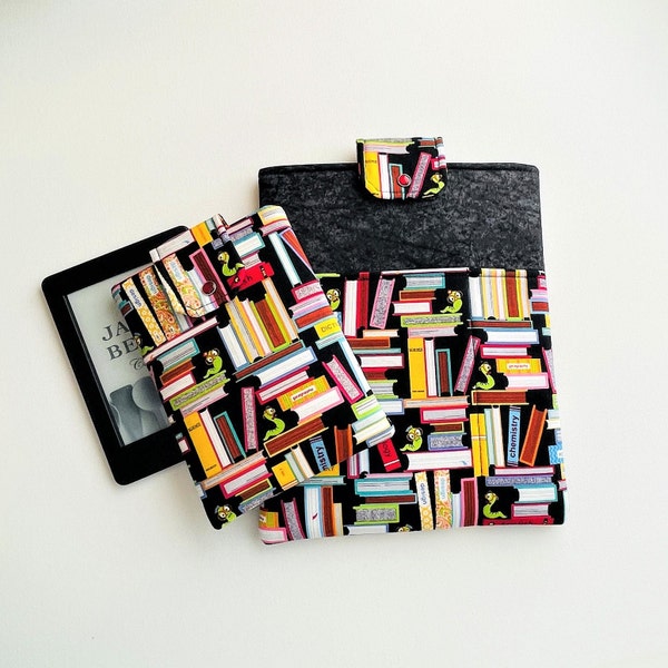 Book Worm. Padded Book Sleeve with Closure, Pocket. Kindle, Ipad, Tablet Custom Case, Mother's Day Teacher Birthday Christmas Gift