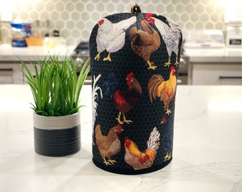 RTS. Chicken Hens Feathers. Coffee Cosy. Bodum Press Warmer. Foam Padded Cozy Covers. Heat Insulated. Silver Charm.