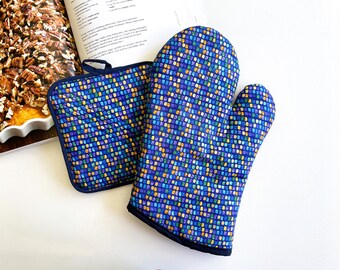 Ready to Ship. Jewel Tiles Purple Stones. Oven Mitts and Potholders Gift Sets.