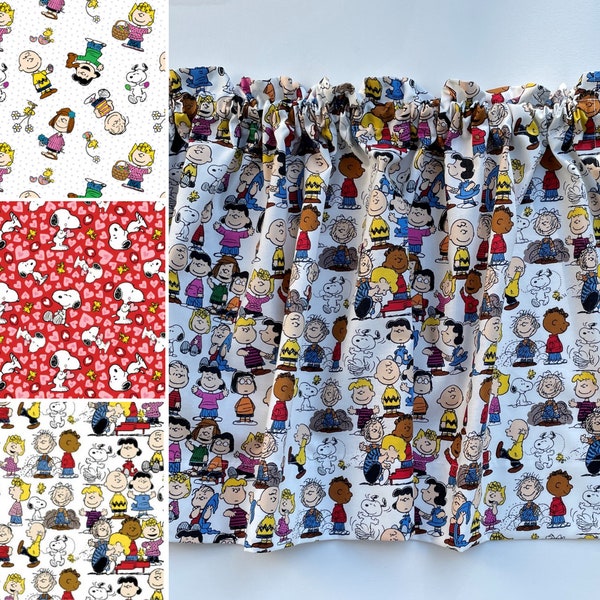 Custom Window Valance. Pocket Rod. Kitchen Cafe Home Decor. 40inches wide. Cotton. Peanut, Brown, Snoop, Gang, Comic