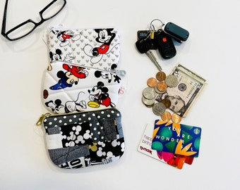 Ready to Ship. Quilted Padded Zipper Pouch. Coin Card Keys Earpods. Cotton Foam. Gift. Birthdays, Mothers day.