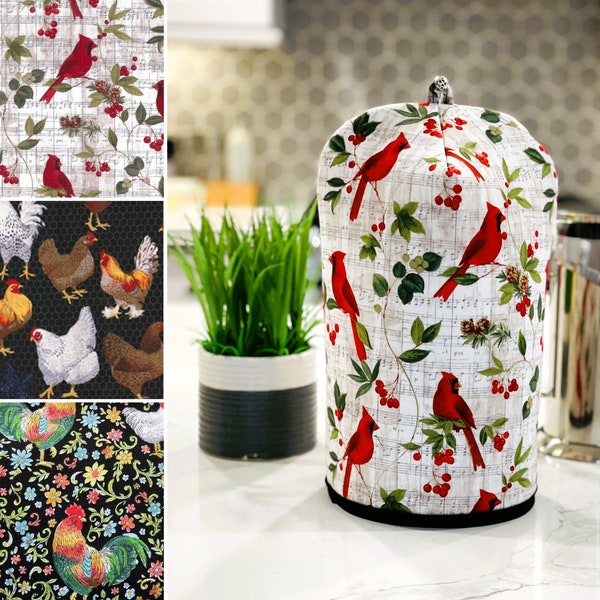 Song Birds Floral. Coffee Cosy. Bodum Press Warmer. Potholder set. Padded Cozy Covers. Insulated. Silver Charm. Custom Print, Black.