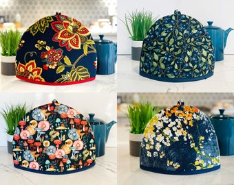 Ready to Ship. Blue Navy Blossoms. Custom Tea Cosy. Teapot Warmer. Heat Insulated. Padded Cozy Covers. Padded. Mothers Day Birthday Gifts