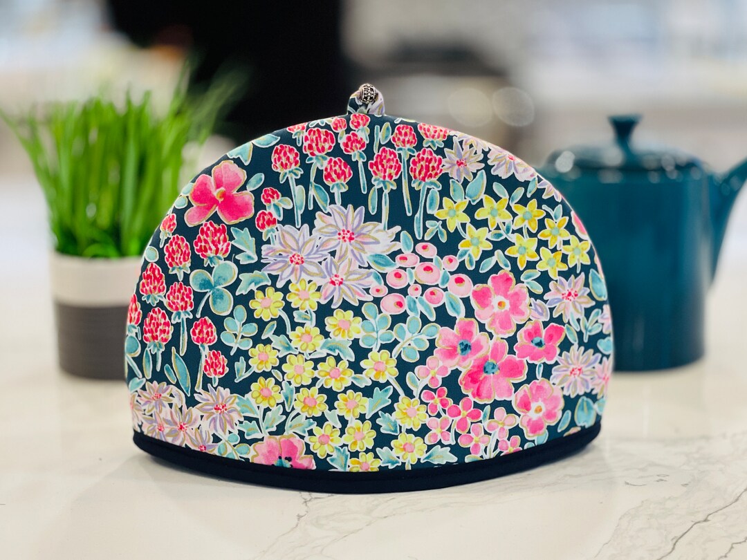 KUIFORTI Purple Floral Tea Cozies For Teapot Kettle Cover Dust Cover Tea Kettle Quilt Tea Cosy Cotton Kettle Tea Pot Cover Insulated Keep Warm Breakfast