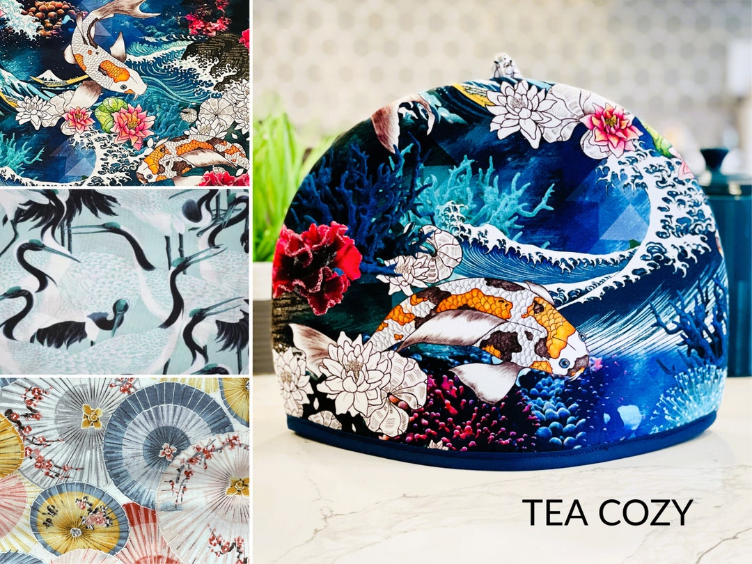 Umbrellas Fish Birds. Classic Tea Cosy. Teapot Warmer. Heat Insulated