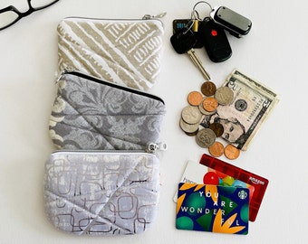 Ready to Ship. Quilted Padded Zipper Pouch. Coin Card Keys Ear pods. Cotton Foam. Gift. Birthdays Mothers Day