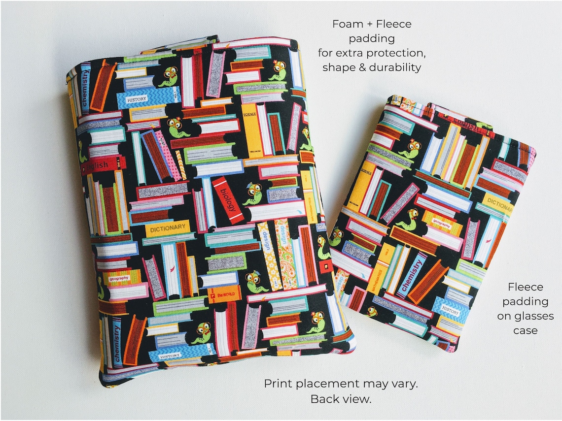 Books Library Padded Book Sleeve with Closure Pocket. Kindle Etsy