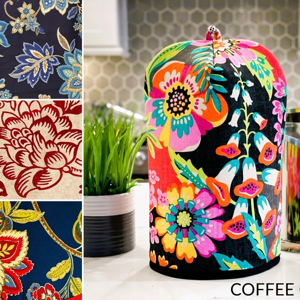 Floral Paisley Print. Coffee Cosy. Bodum Press Warmer. Coasters Set. Padded Cozy Covers. Insulated. Silver Charm. Custom Size