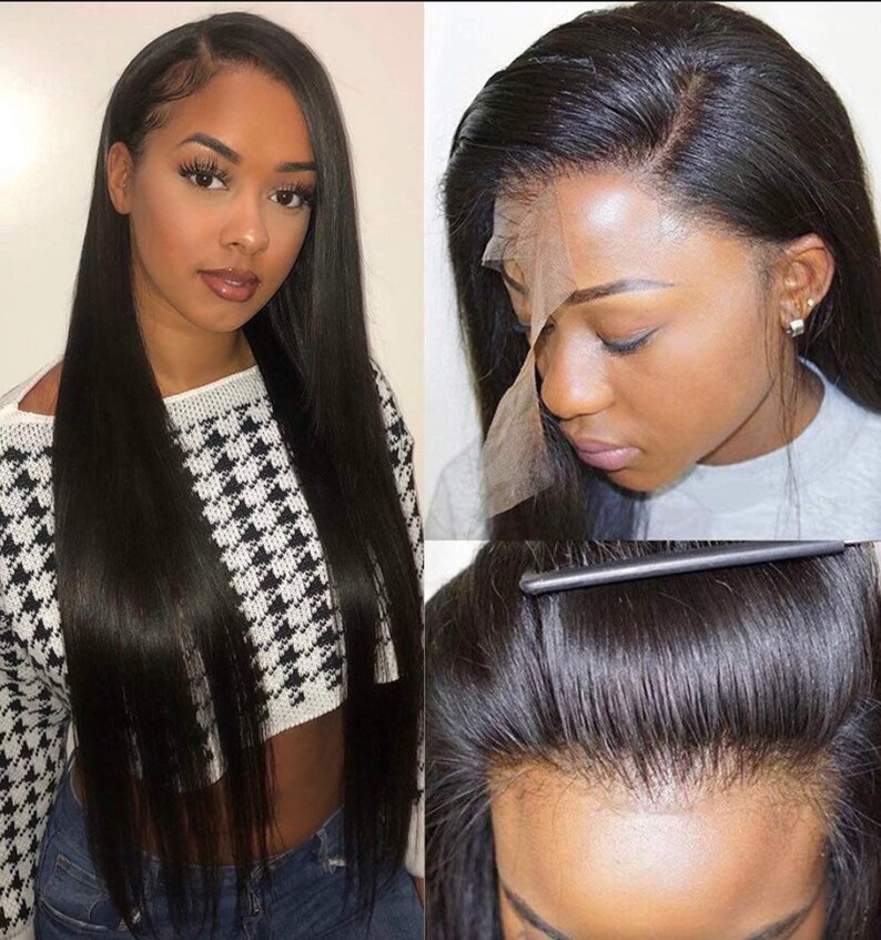 LUXE WIG Silky Straight Natural 1B Lace Front Wig Etsy