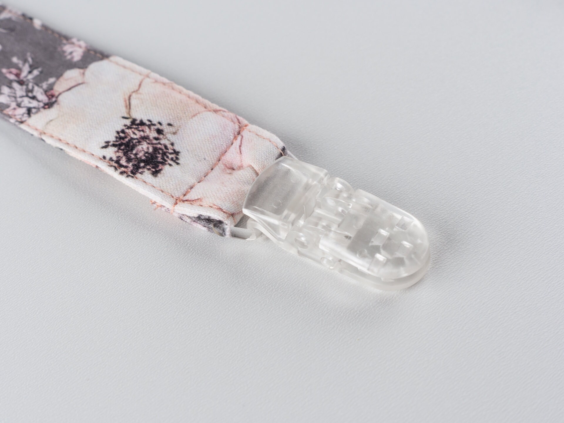 Printed Grey Cotton Pacifier Clip Teether holder Pacifier Etsy