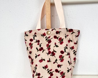 Tote Bag für Kinder Mädchen Boho Floral | Kleine Kinder Handtasche Schule Bücherei Kita | Niedliches Geschenk Kindergeburtstag Blumen