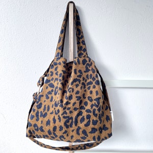 Tote Bag Tragetasche Leopardenmuster Handgemachte Damen Schultertasche Wiederverwendbar für Sie Retro 50s Leo Einkaufstasche Geschenk Bild 1