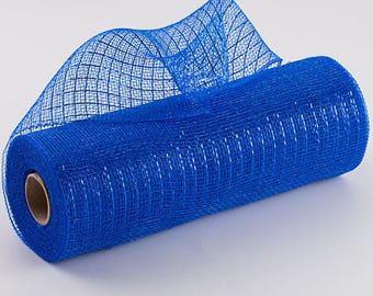 Metallic Royal Blue Deco Mesh: 10" x 10 Yard Waterproof Ribbon