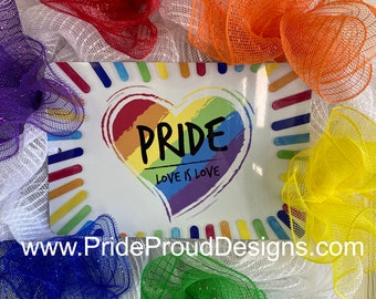 Pride Rainbow Wreath Vibrant Bright Colors Pop with LGBTQ Bows
