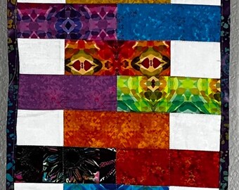 Batik Quilt Tablerunner | Handmade Colorful Patchwork | Festive Batik Dyed Table Decor