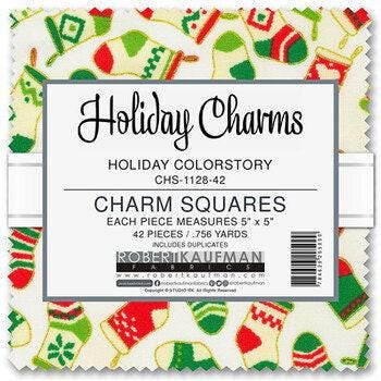 Holiday Charms Fabric 38 Different Bundles, Robert Kaufman Studio RK Holiday Colorstory—5" Precut Charm Squares, Christmas Quilt Fabric,