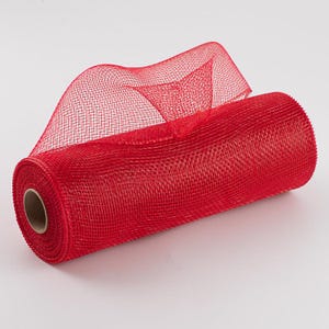 Vibrant Red Poly Deco Mesh Roll for Festive DIY Crafts & Holiday Décor - 10 Yards Long