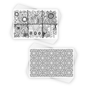 COLORpockit 4x6 Postcard Coloring Book Card 2 Deck Bundle with Pattern Magic and Shape Synergy.