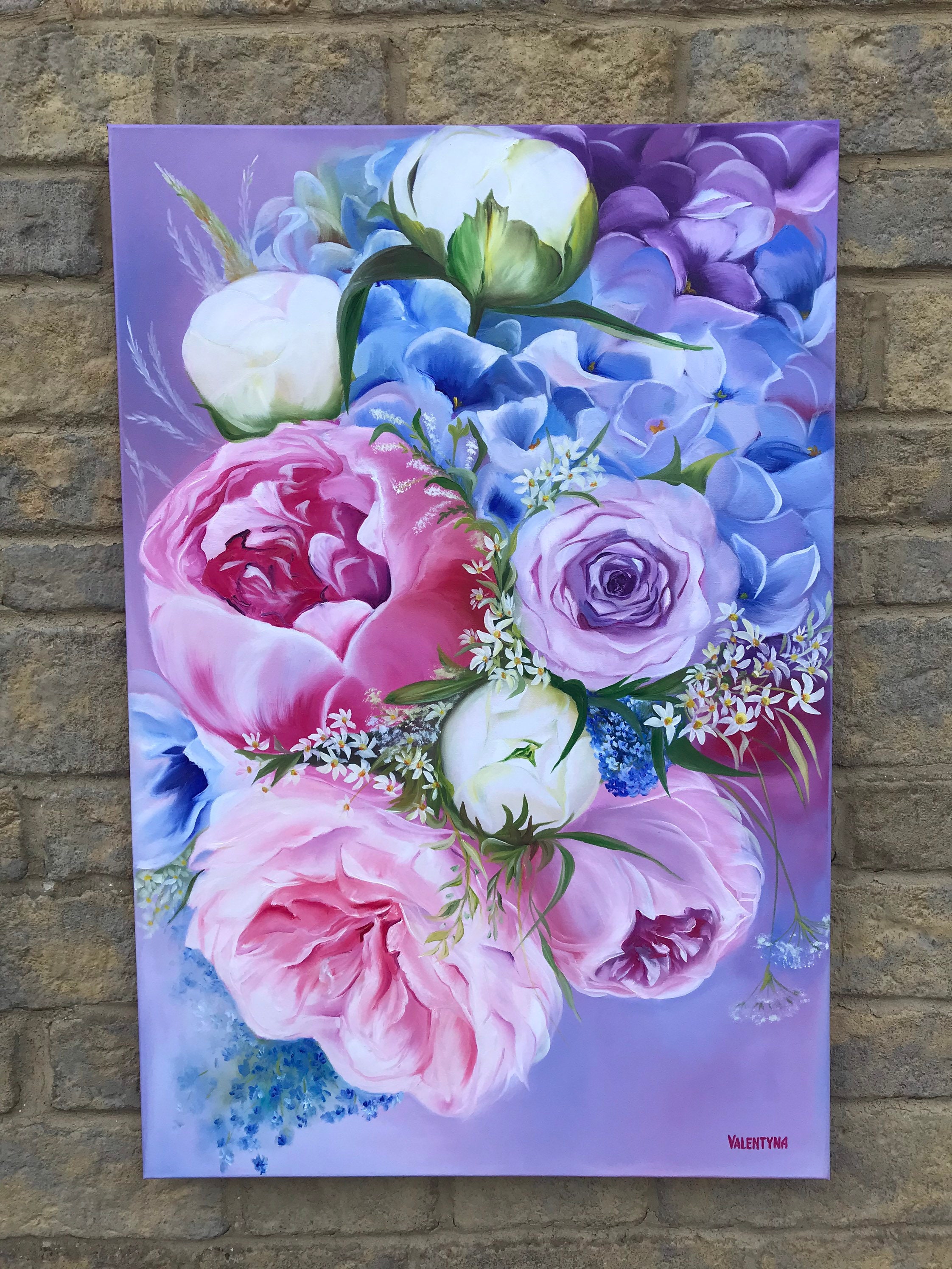 Peony Oil Painting, Wall Art, Flower Home Decor, Floral Botanical