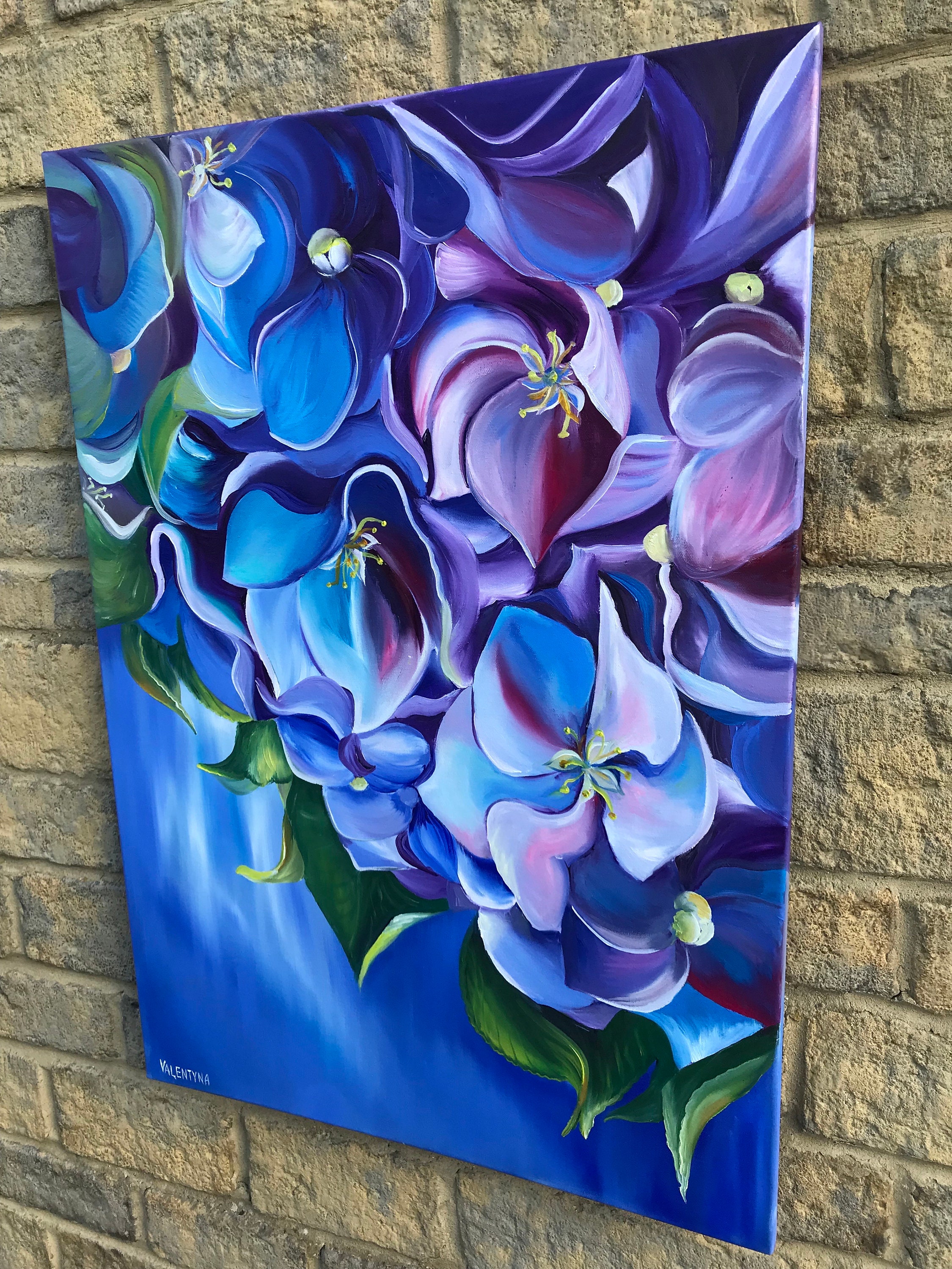 Hydrangea Oil Painting, Wall Art, Flower Home Decor, Floral Botanical ...