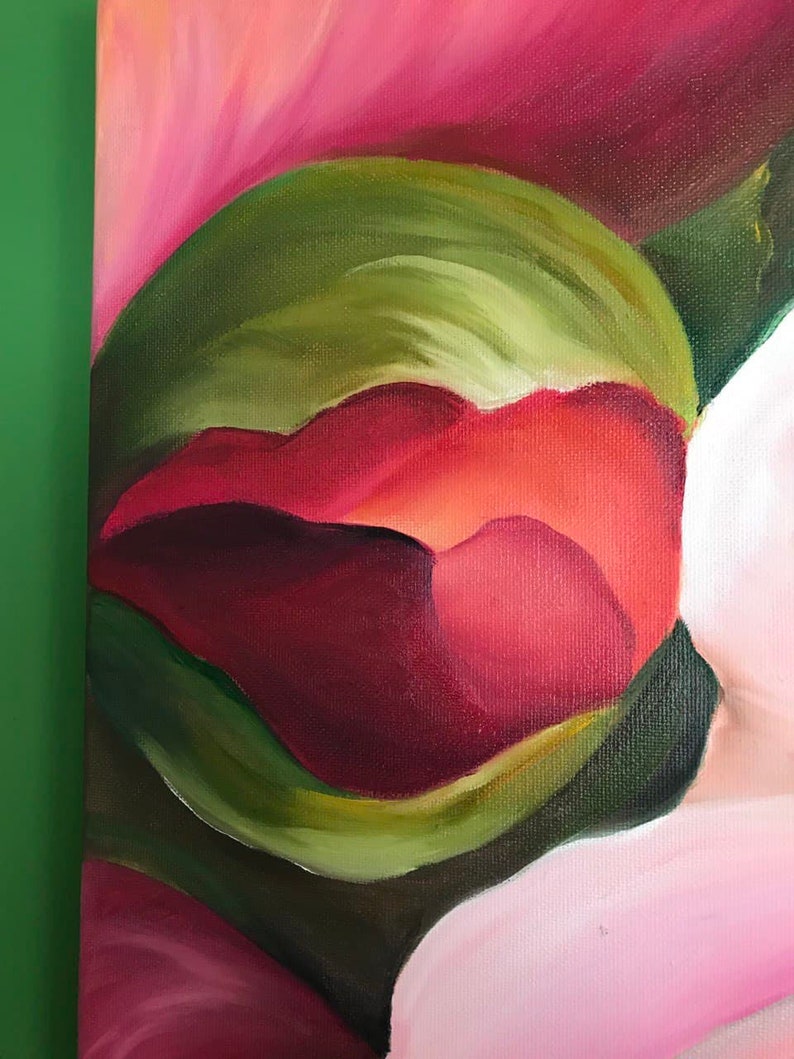 Peony Oil Painting, Wall Art, Flower Home Decor, Floral Botanical