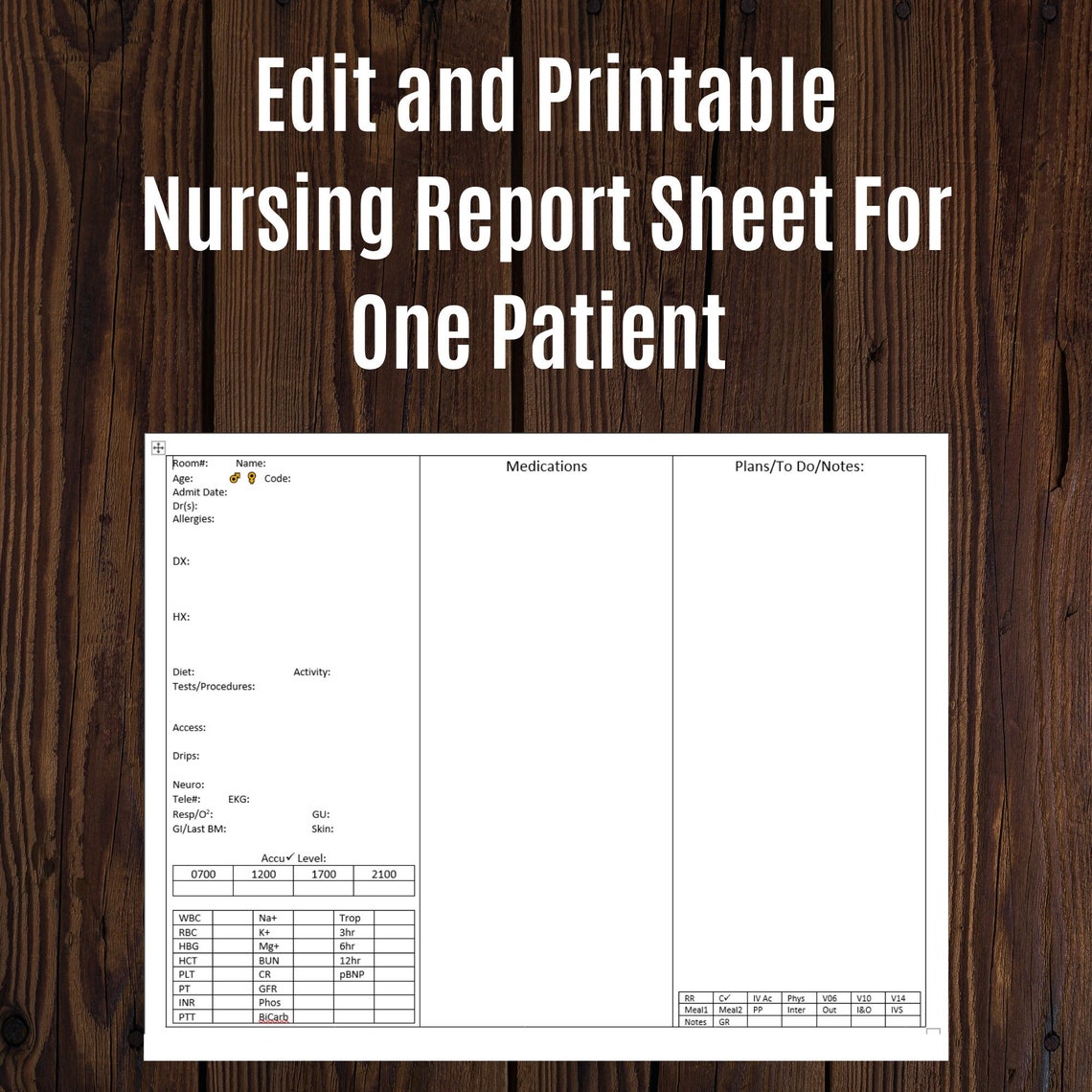 Printable Nursing Report Sheet One Patient #1 Etsy Printable Nursing Report Sheet One Patient #1 Etsy