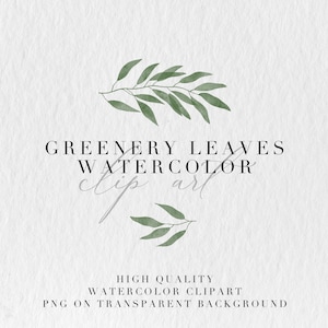 Greenery Leaves Watercolor Clip art, Leaves watercolor clip art, Wedding botanical leaves illustrations, Leaves clipart, leaves watercolor
