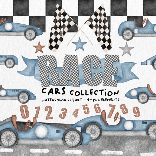 Watercolor Race Cars, Vintage Racing Cars, Baby Boy Sport Cars, Watercolor Cars Clipart PNG, Digital PNG Racing Cars, Watercolor Baby Boy