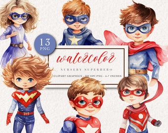 Aquarell Kinderzimmer Superhelden Sammlung, Aquarell png Cliparts, Kinderzimmer Cliparts Kinder Superhelden, Aquarell Download PNG