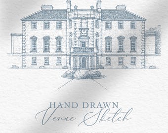 Boceto del lugar de la boda / Ilustración personalizada dibujada a mano a partir de una foto / Ilustración de invitación de boda / PNG SVG digital personalizado