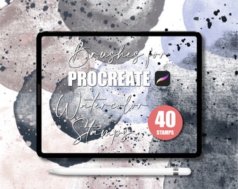 Watercolor Stamps for Procreate, Watercolor Brush for Procreate, 4o Procreate Watercolor Stamps, Brush Set, Water Stains, Digital Stamps