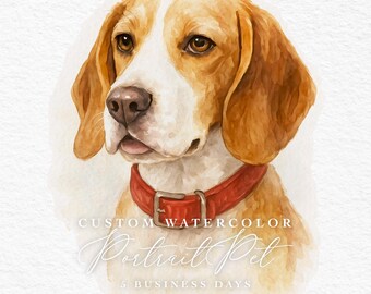 Retrato de mascota en acuarela personalizado / Ilustración personalizada de perro o gato / Regalo conmemorativo digital para mascotas