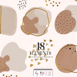 Abstract shapes clipart, Abstract Elements Earth Colors, well art, soft beige, png ,