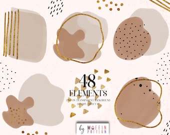 Abstract shapes clipart, Abstract Elements Earth Colors, well art, soft beige, png ,