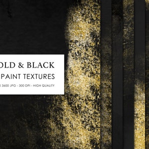Puede incluir: Doce texturas de pintura digital en oro y negro. Las texturas son de 3600 x 3600 píxeles, 300 DPI y de alta calidad.