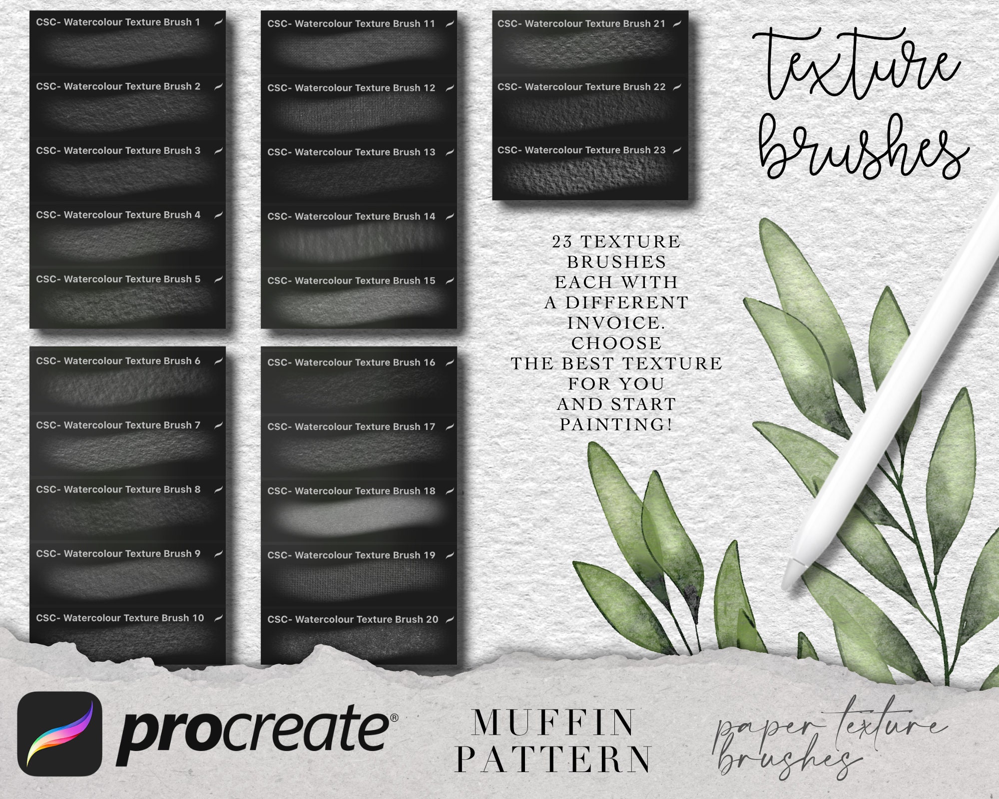 Procreate Texture Brushes , Texture Brush, Watercolor Brush Textures ...