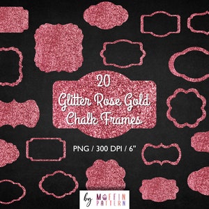 Form Silhouette Rahmen ClipArt, Glitter Rahmen Clipart, RoseGold Vintage Geschenkanhänger, Glitter Rahmen, Png Glitzer Vintage Rahmen