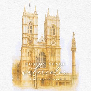 Custom Church Venue Watercolor | Hand-Painted Wedding Venue Portrait | Personalized Church Illustration | Digital Download